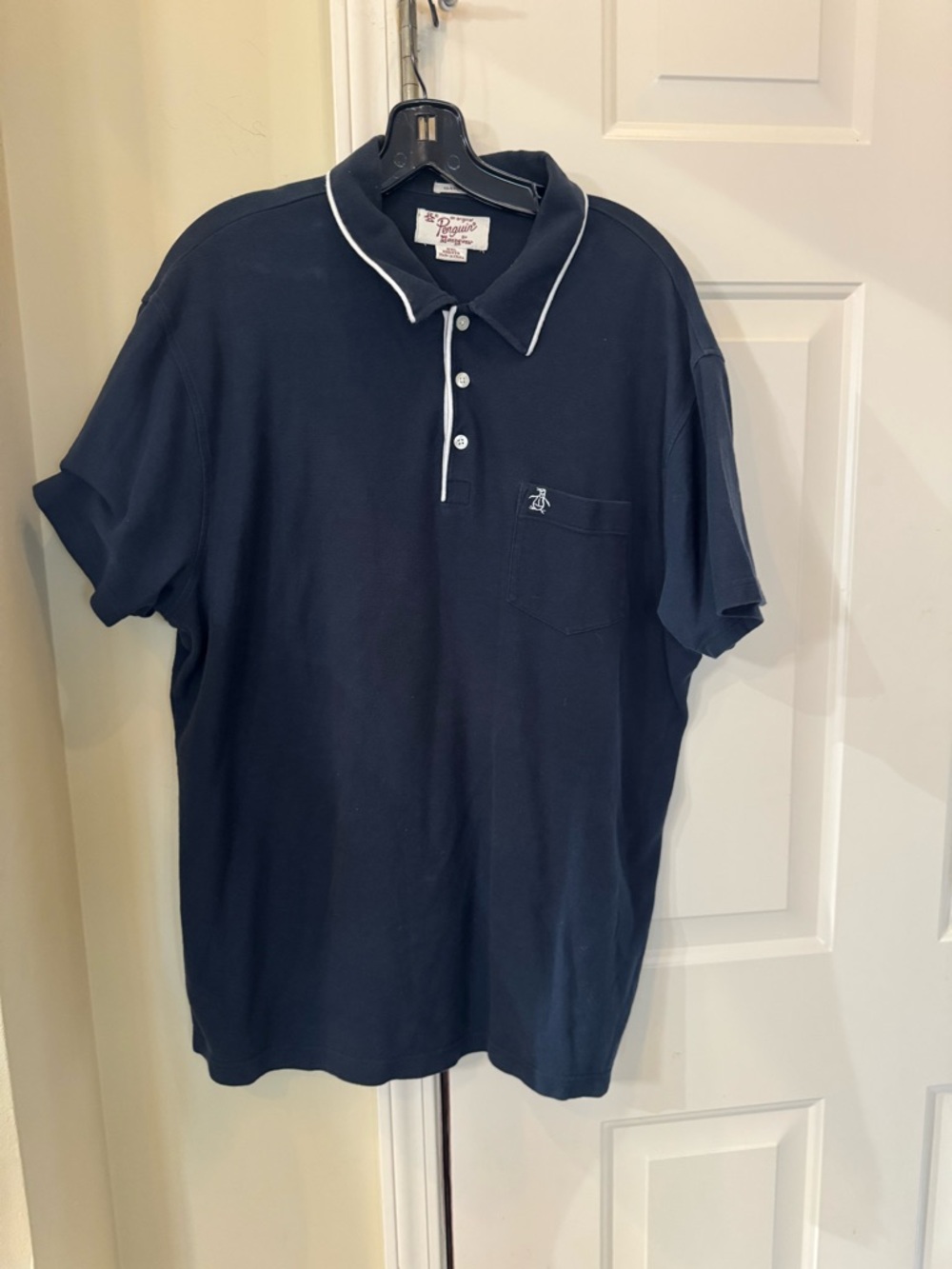 Original Penguin Men's Navy Polo with White‎ Trim